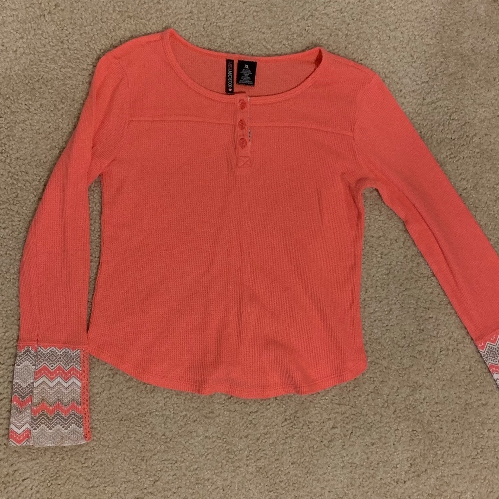 Girls Waffled Long Sleeve Shirt